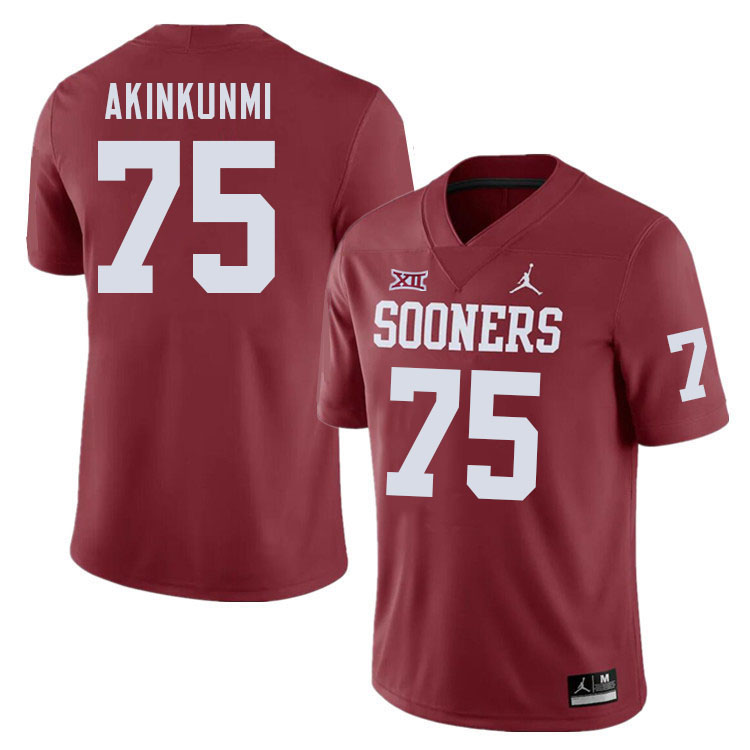 Men #75 Daniel Akinkunmi Oklahoma Sooners College Football Jerseys Stitched-Crimson